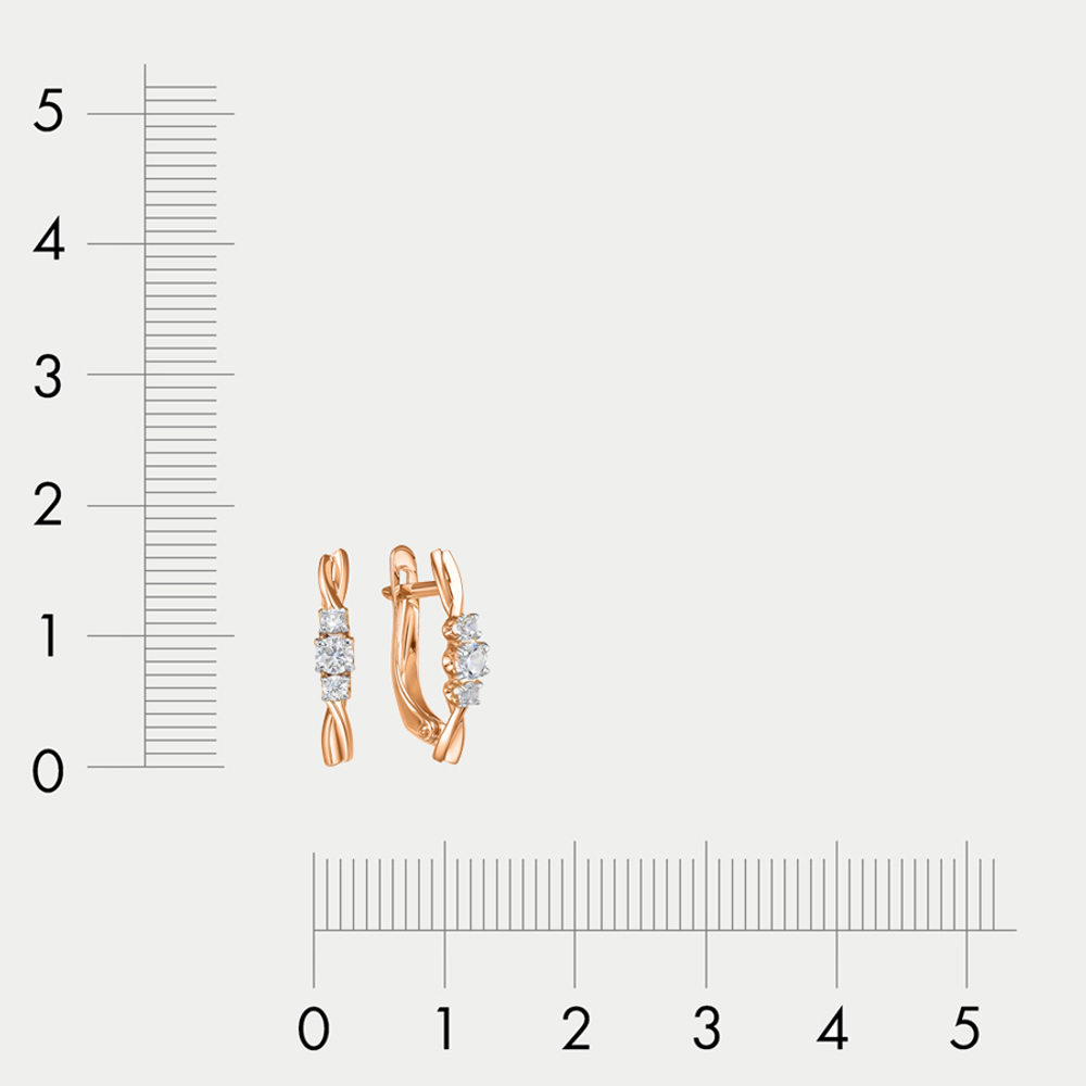 Серьги женские с фианитами из розового золота 585 пробы (арт. 1203246)