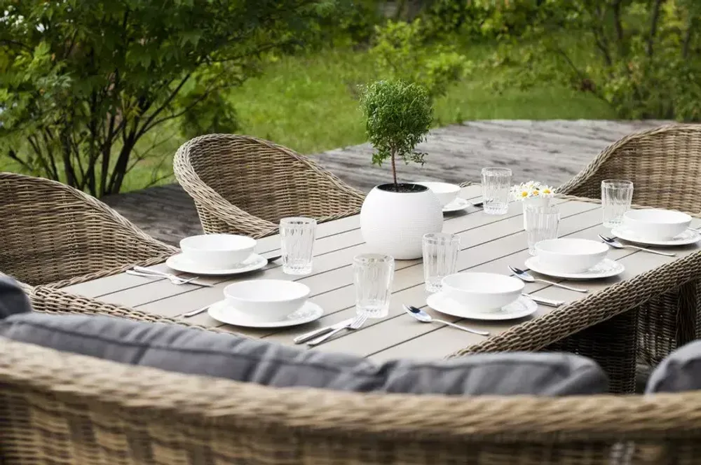 "Бергамо" плетеный обеденный стол, цвет соломенный