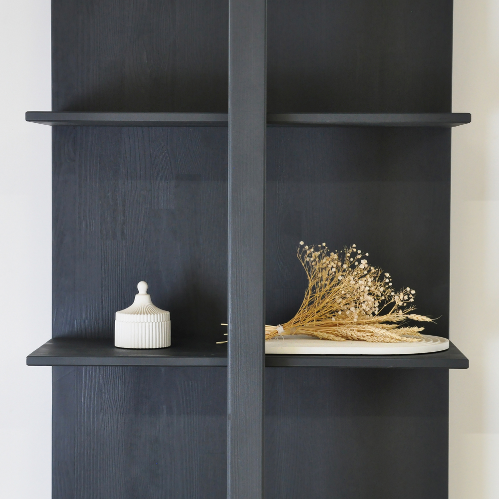 Стеллаж Мадейра из массива сосны, серый