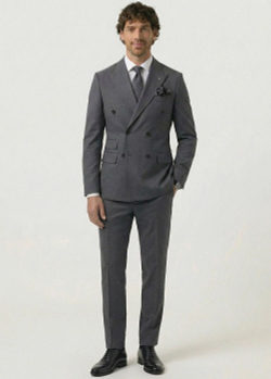 Мужской костюм двубортный (серый) А71