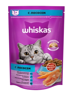 Whiskas корм для кошек с лососем, подушечки с паштетом