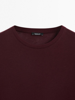 Massimo Dutti Лонгслив из 100% хлопка, бургундский