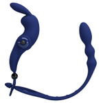 Синее эрекционное виброкольцо со съемным анальным хвостом (Цвет: синий)