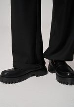 Брюки с поясом на резинке черные