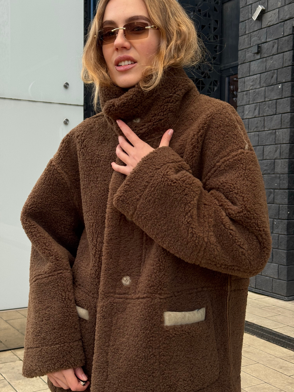 Двойная дубленка Magic бежево-шоколадный