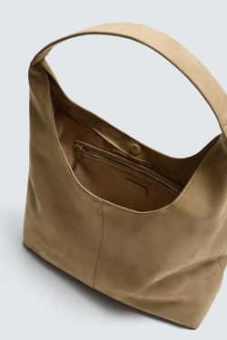 ZARA ОДНОТОННАЯ СУМКА-ШОПЕР, ПЕСОЧНО-КОРИЧНЕВЫЙ