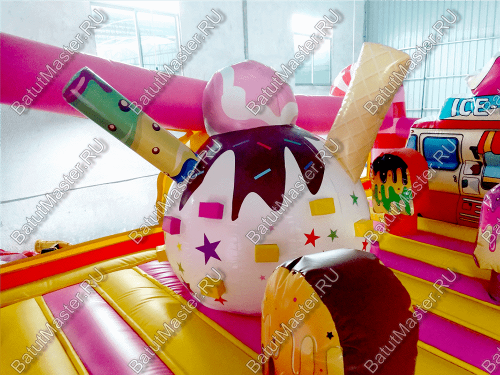 Коммерческий надувной батут "Мороженое розовое" 6*4*2,8 м