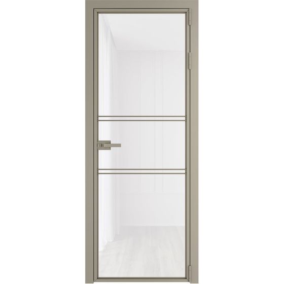 Алюминиевая дверь 2AХ никель матовый стекло белый триплекс