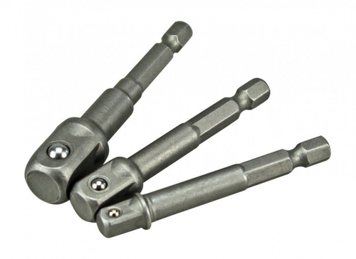 НАБОР АДАПТЕРОВ ДЛЯ ТОРЦЕВЫХ ГОЛОВОК VERTEXTOOLS 65мм, 3 ПРЕДМЕТА, 1/4", 1/2", 3/8"