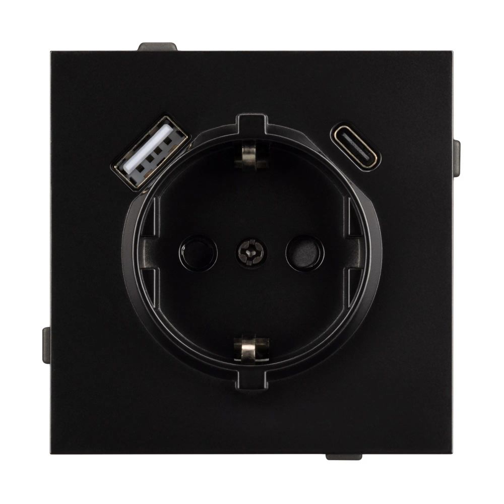 Механизм розетки с USB зарядкой SCT-TENDO-MUAC-PL-BK (230V, 16A) (Arlight, Черный) 054087