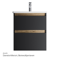 M85AFHX0552BM X-Joy, База под раковину, подвесная, 55 см, 2 ящика, черный матовый