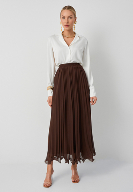 Юбка плиссе макси 100 коричневая