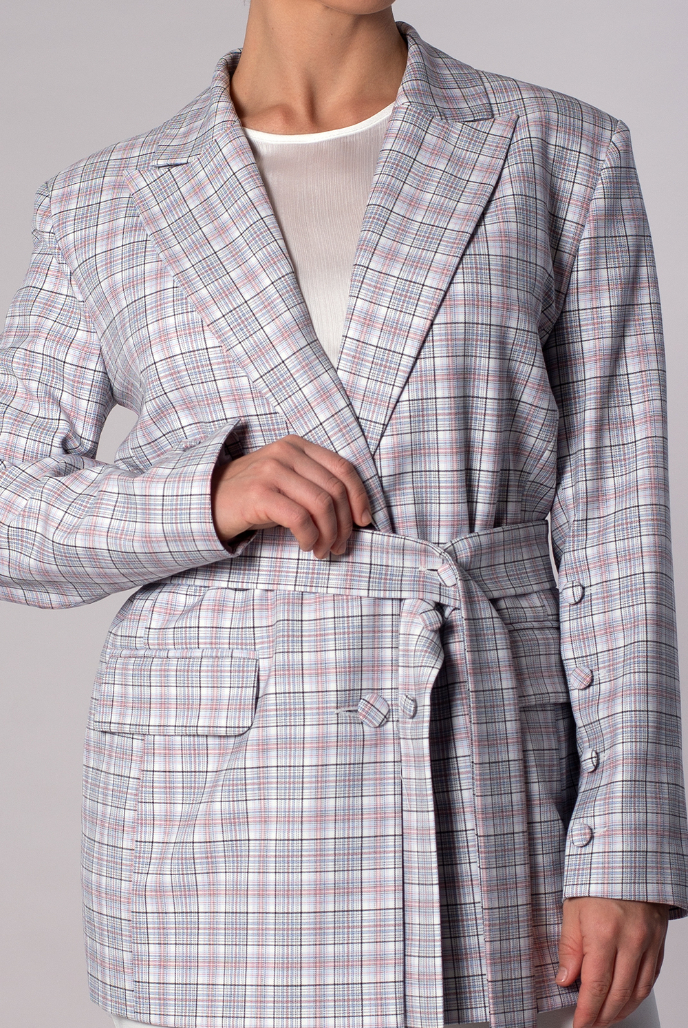 Жакет женский 4321АП, клетка белая #406БКл044321АП