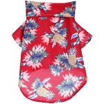 Рубашка для собак и кошек малых и средних пород «СТИЛЬНЫЙ БРО», цвет красный, принт ананасы с цветами, размер M