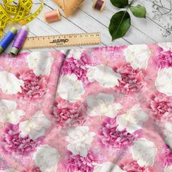 Ткань оксфорд 600 воздушные нежные цветы на розовом фоне