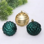 Новогодние шары 7см (набор 3шт) «Сказочная мечта», золото/изумруд