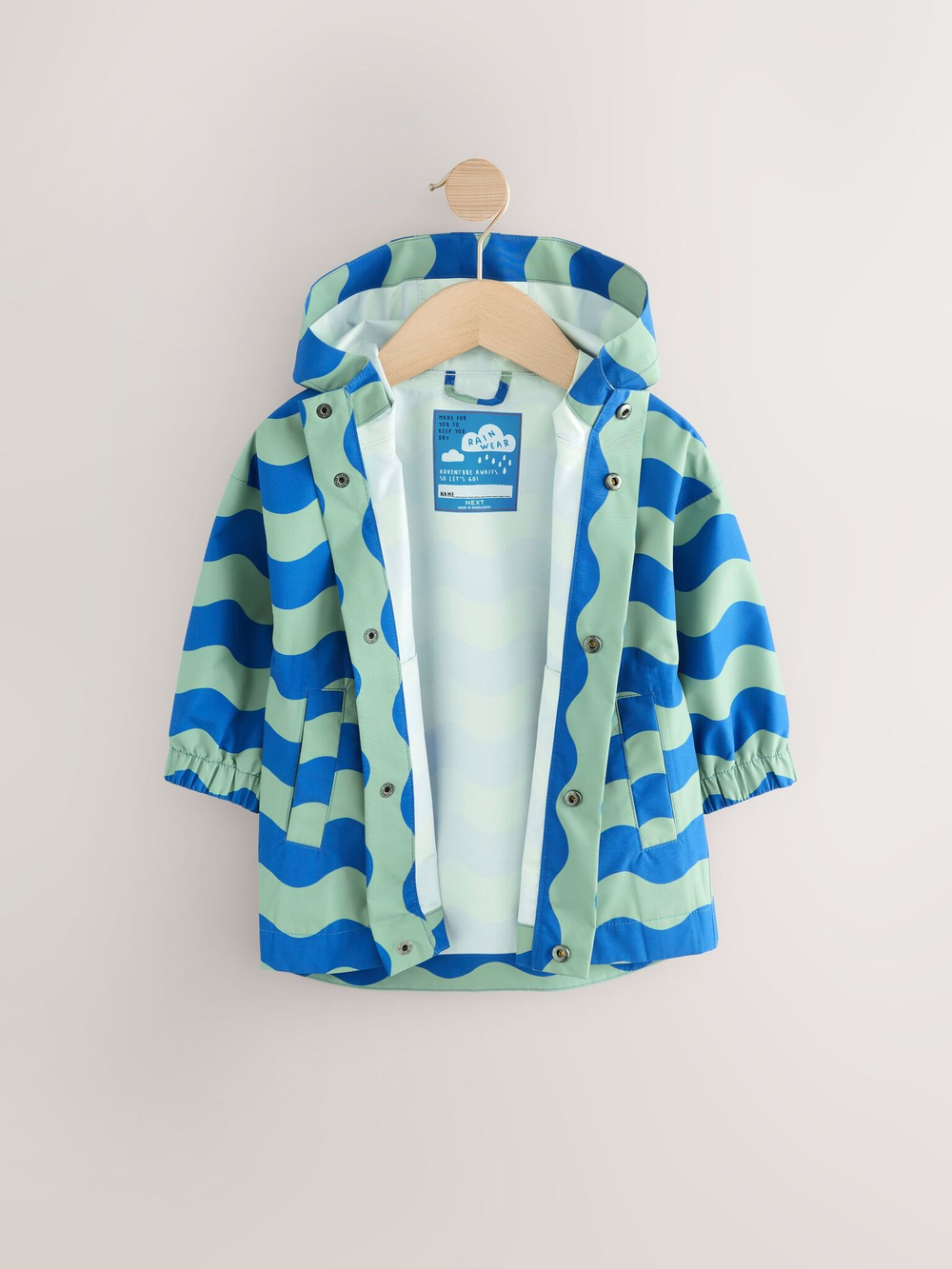 Куртка непромокаемая с капюшоном для мальчика Next E45-739, Синий, Хаки