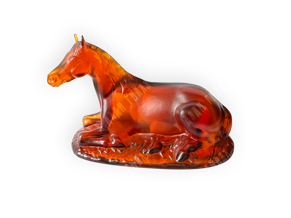 [Коллекционная скульптура в стиле ар-деко] «Лошадь». Hoffmann (Хоффман), Богемия. Сатинир. стекло.
