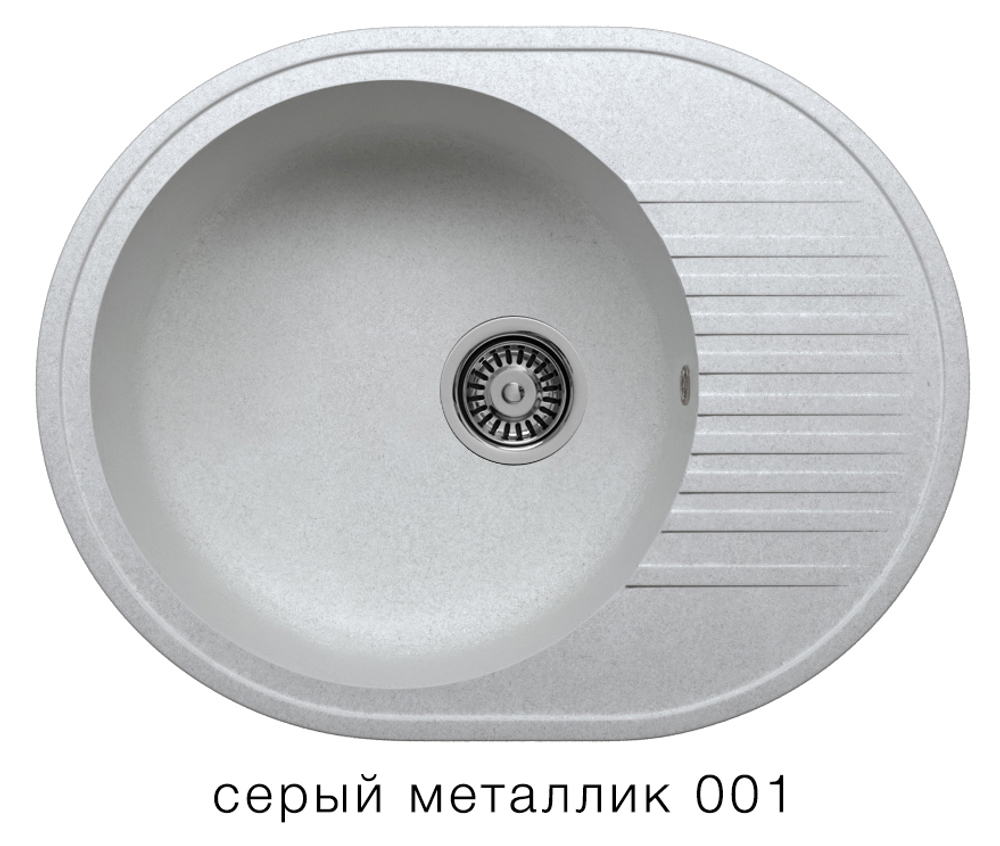 Кухонная мойка Tolero R-122 575x455мм Серый металлик №001