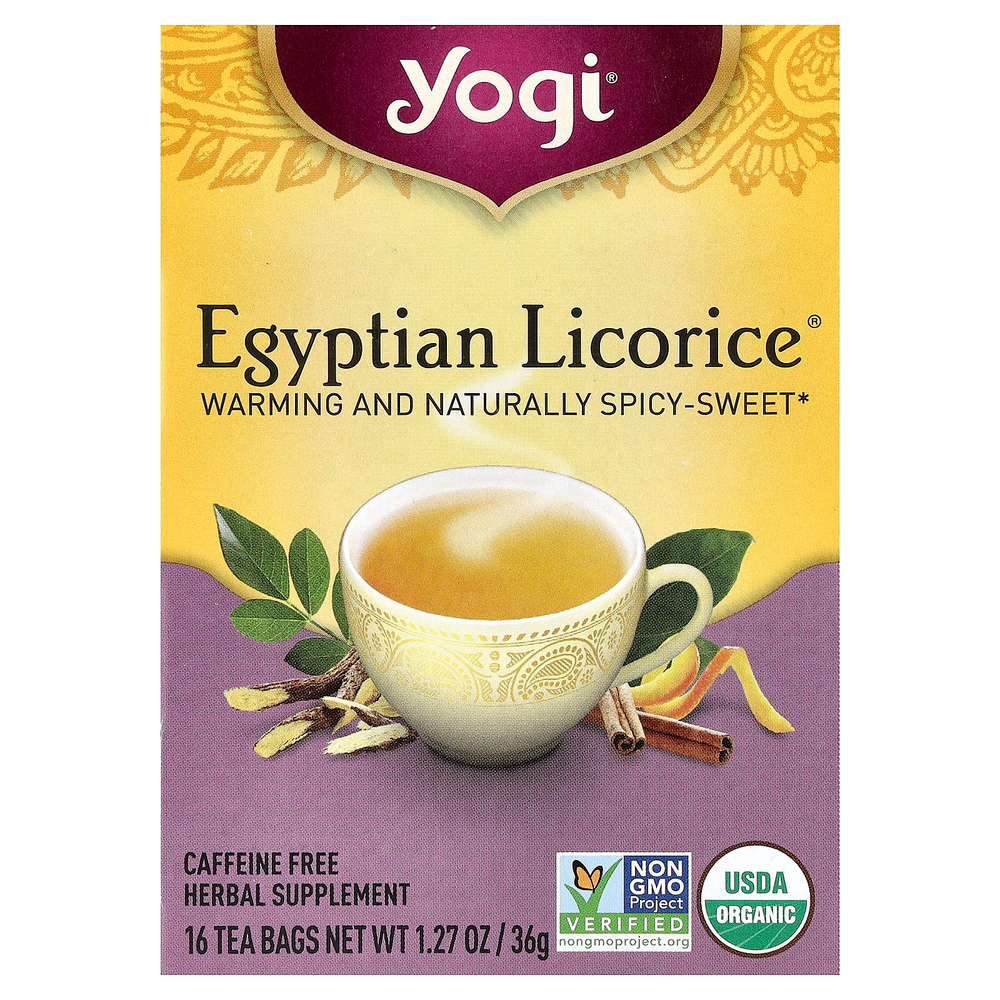 Yogi Tea, Egyptian Licorice®, без кофеина, 16 чайных пакетиков, 36 г (1,27 унции)