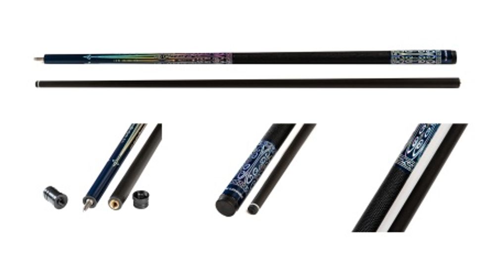 Кий для пула "Winner Carbon - 001" (черно-синий) оплетка натур