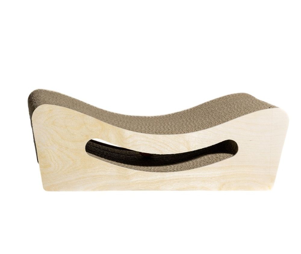 Когтеточка-лежанка картон Зверье мое Улыбка с игрушкой - 49х21х16 см