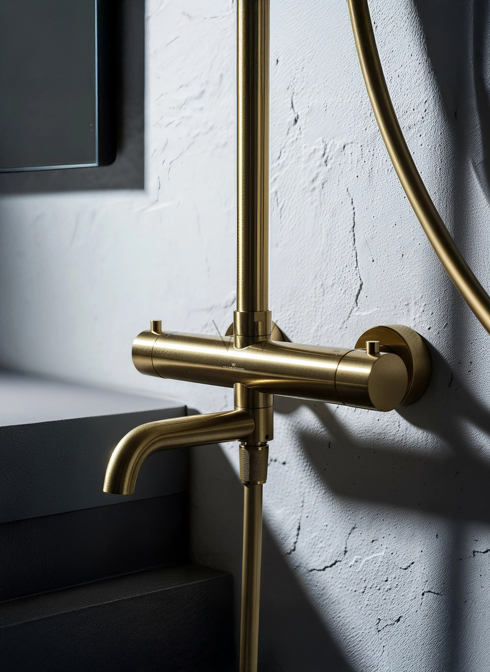 Душевая система с термостатом WONZON & WOGHAND STICK, Брашированное золото (WW-88739903-BG)