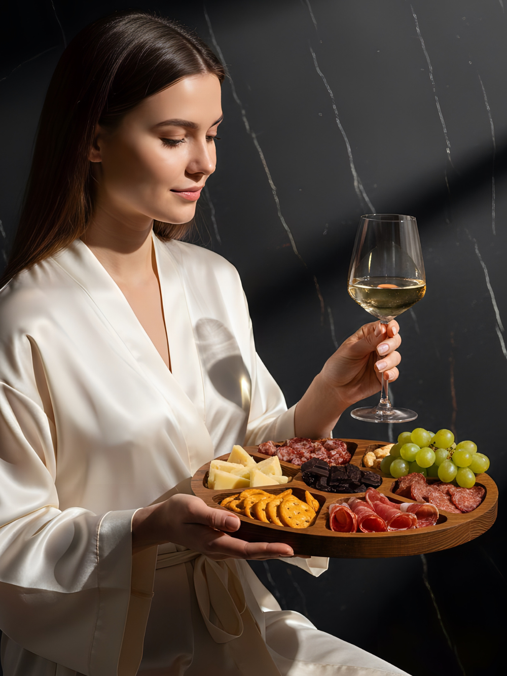 Менажница деревянная круглая 30 см