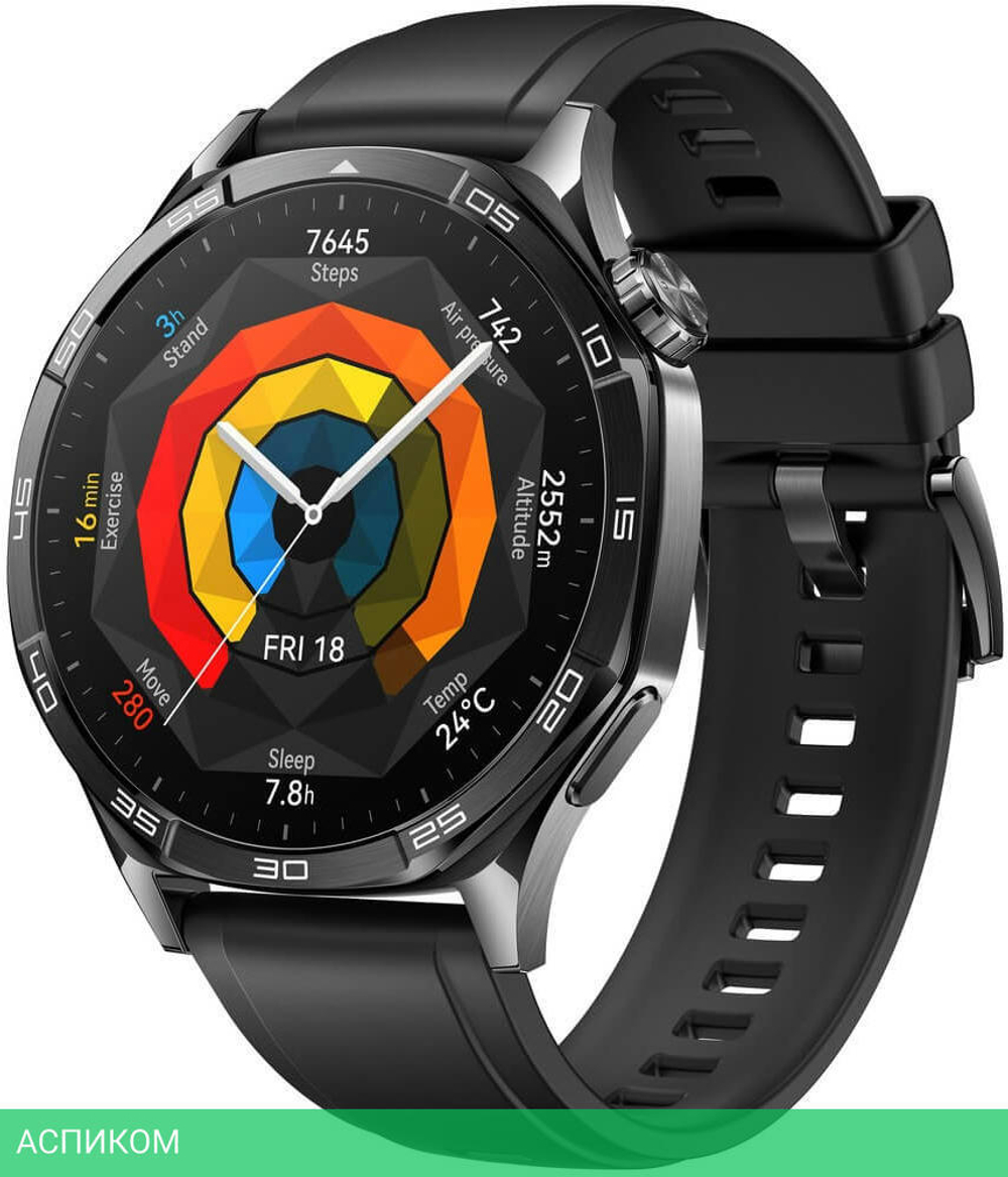 Умные часы Huawei Watch GT 5 46мм VLI-B19 Black Fluoroelastomer Strap (55020DGL)