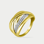 Кольцо для женщин из желтого золота 585 пробы с фианитами (арт. 18-116123)