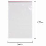 Пакеты с замком ZIP LOCK "зиплок" комплект 100 шт. 200х300 мм ПВД толщина 40 микрон BRAUBERG (2 штуки в упаковке)
