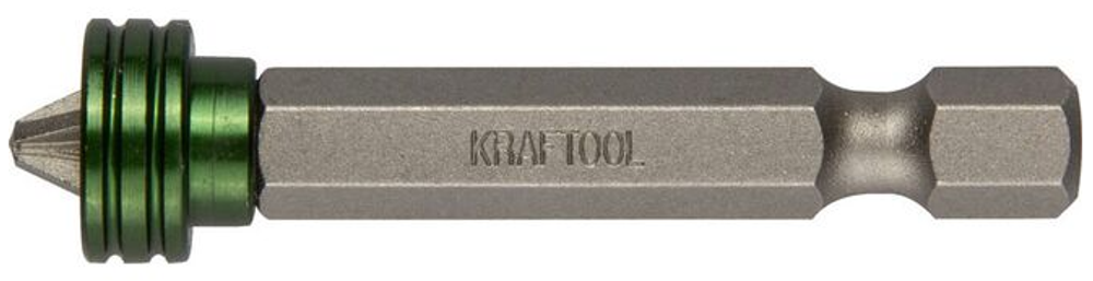 Биты KRAFTOOL "ЕХPERT", с магнитным держателем-ограничителем, тип хвостовика E 1/4", PH2, 50мм, 1 шт