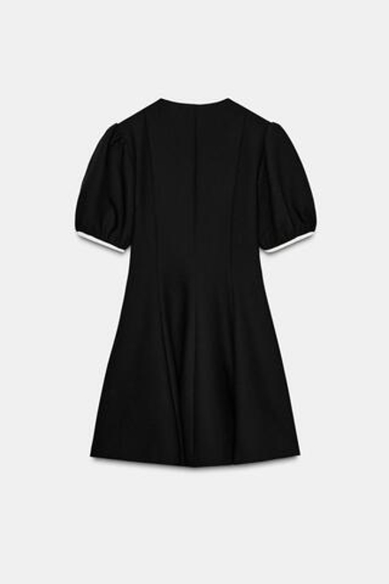 ZARA МИНИ-ПЛАТЬЕ С КОНТРАСТНЫМИ БАНТАМИ, ЧЕРНЫЙ