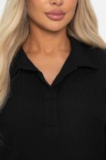 Лонгслив с воротничком Ритм жизни (черный) Б14408-6М LT Collection