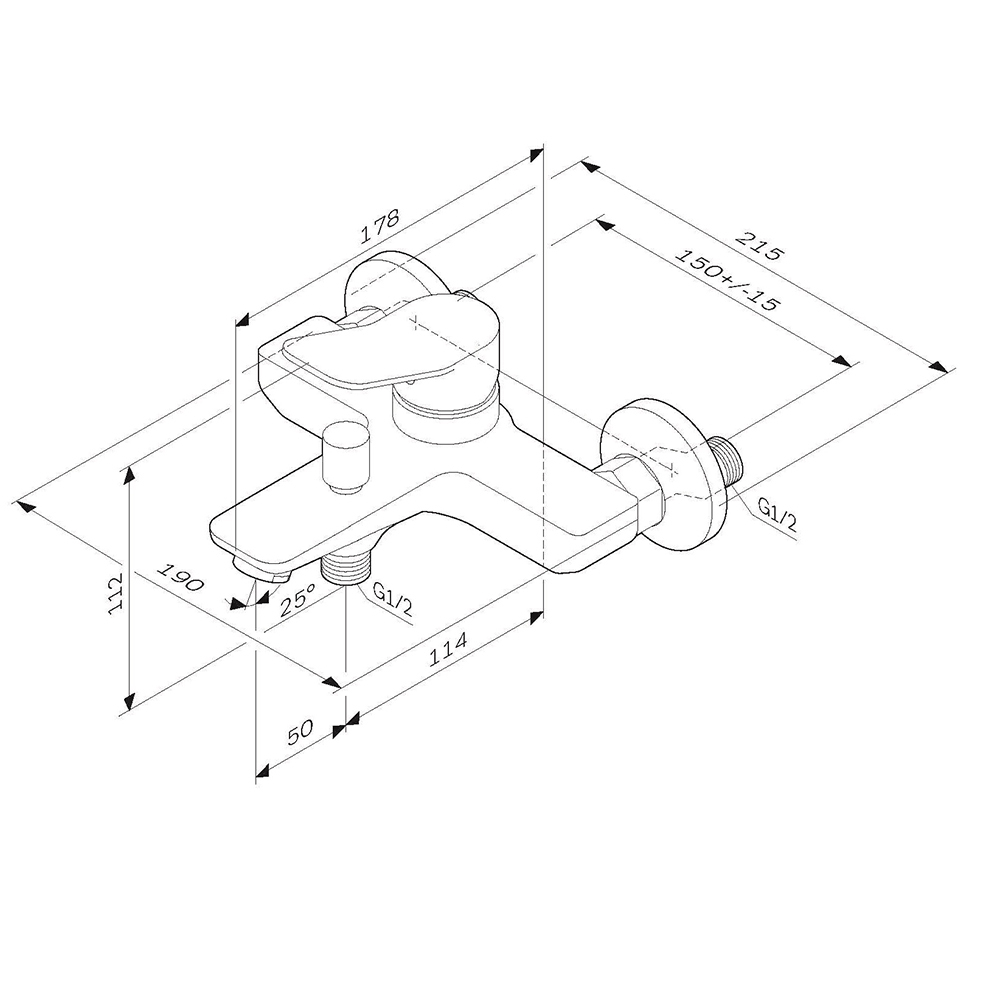 Смеситель для ванны и душа AM.PM X-Joy F85A10022 Черный