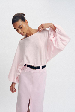 ZARA ЮБКА-КАРАНДАШ МИДИ С РЕМНЕМ, РОЗОВЫЙ