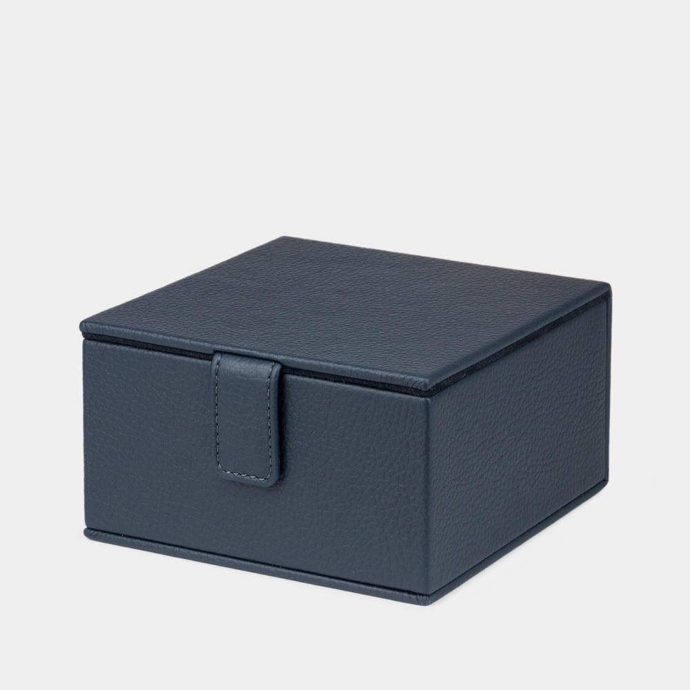 Кофр для хранение из натуральной кожи теленка, синего цвета