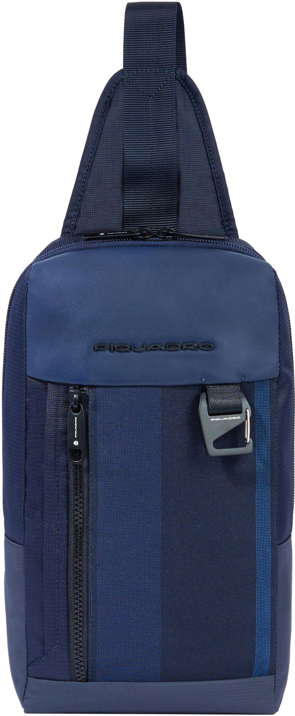 Рюкзак слинг Piquadro Steve CA6003S131/BLU темно-синий полиэстер/натур.кожа