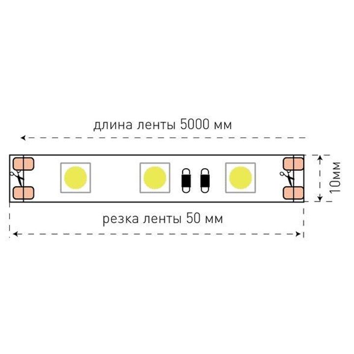 Светодиодная лента SWG 14,4W/m 60LED/m 5050SMD теплый белый 5M 001780