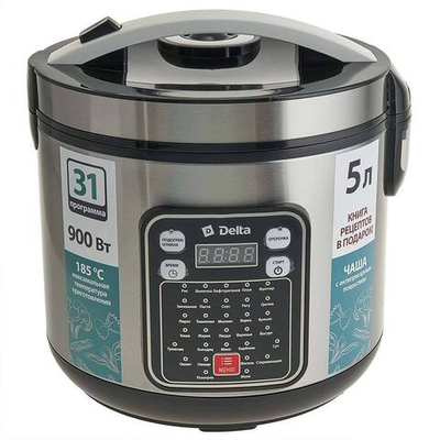 Мультиварка DELTA DL-6528 черная + книга рецептов