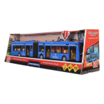 Модель ин. пласт. "Троллейбус" 45см, свет-звук, двери, син, коробка TROL-45PL-BU (Технопарк)