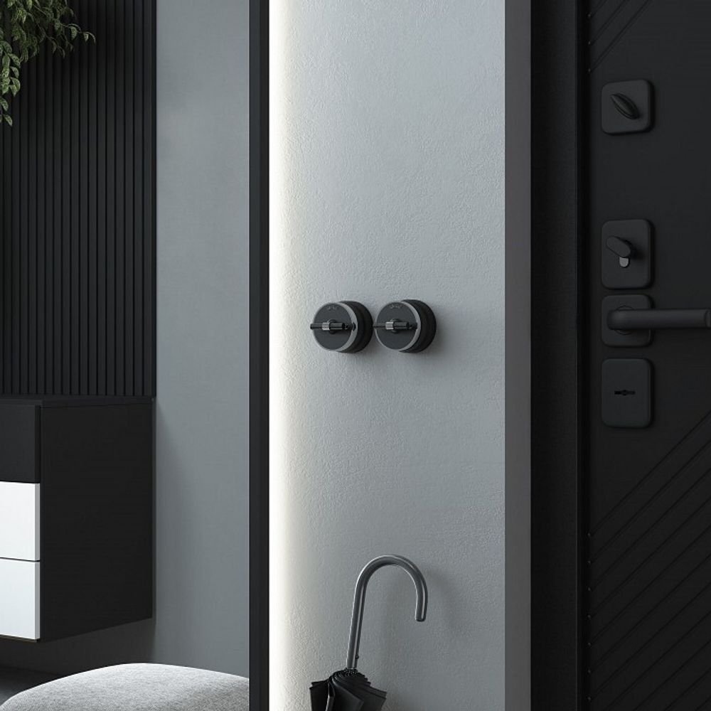 Выключатель двухклавишный с корпусом Werkel Vintage (черный матовый/хром) W5822051