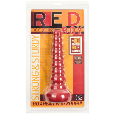 Ребристая анальная втулка Red Boy Anal Wand Butt Plug - 21,3 см. (Цвет: красный)