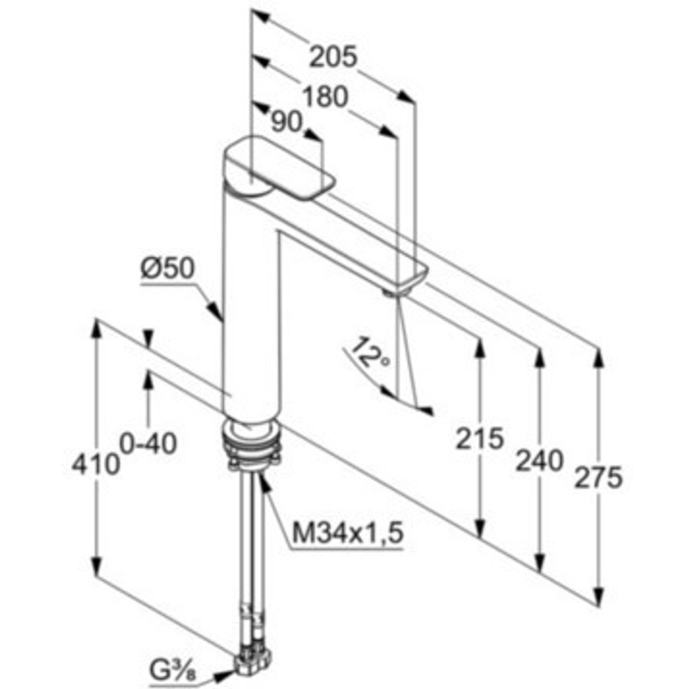 Смеситель для раковины Kludi Pure&Style однорычажный, 215, хром (402960575)