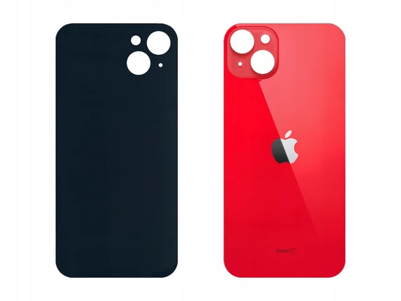 Задняя крышка для iPhone 14 красная с большим вырезом под камеру