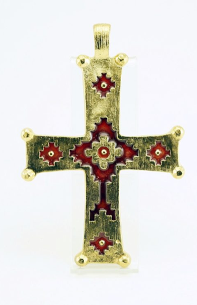 Крест священника “Скиния Бога” (золото и эмаль)