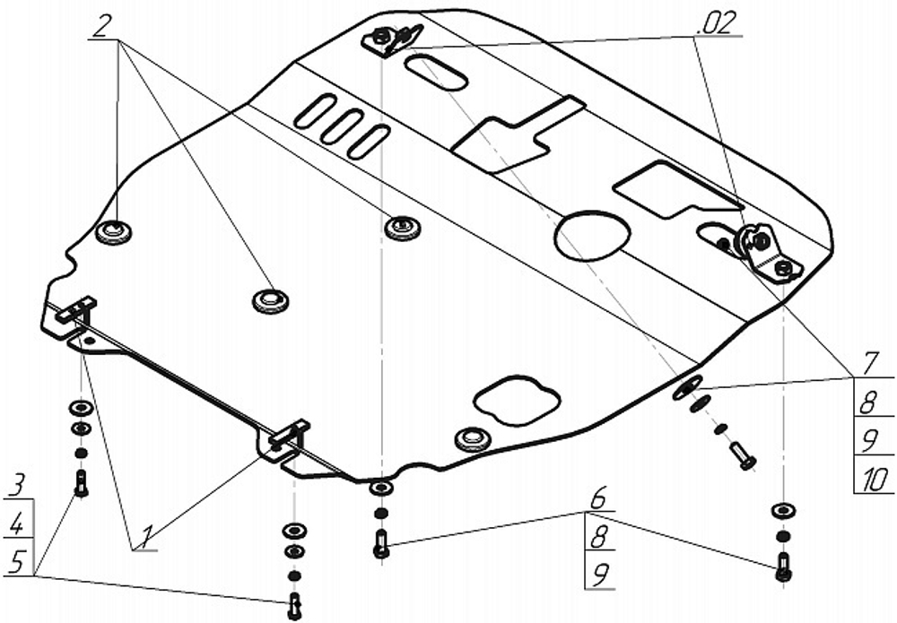 Защита стальная 3 мм Д, КПП Mitsubishi ASX MOTODOR.11312