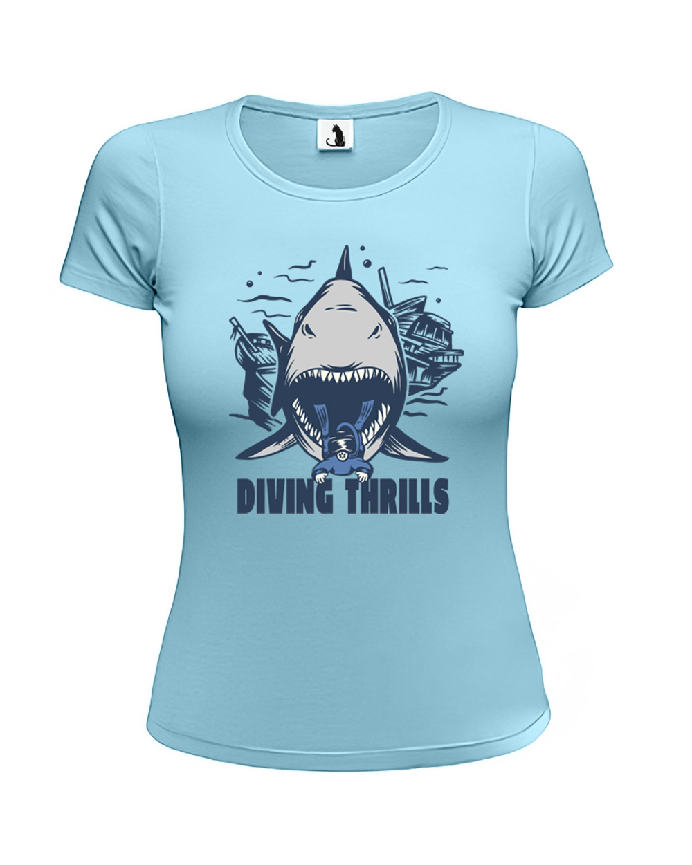 Футболка Diving Thrill женская приталенная голубая