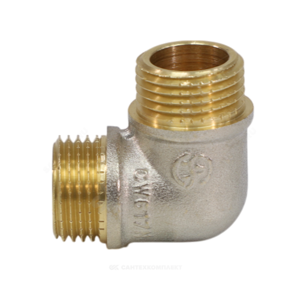 Угольник латунь никель Ду 15 (1/2") НР/НР 9003 ГОСТ 32585-2013 Aquasfera 9003-01