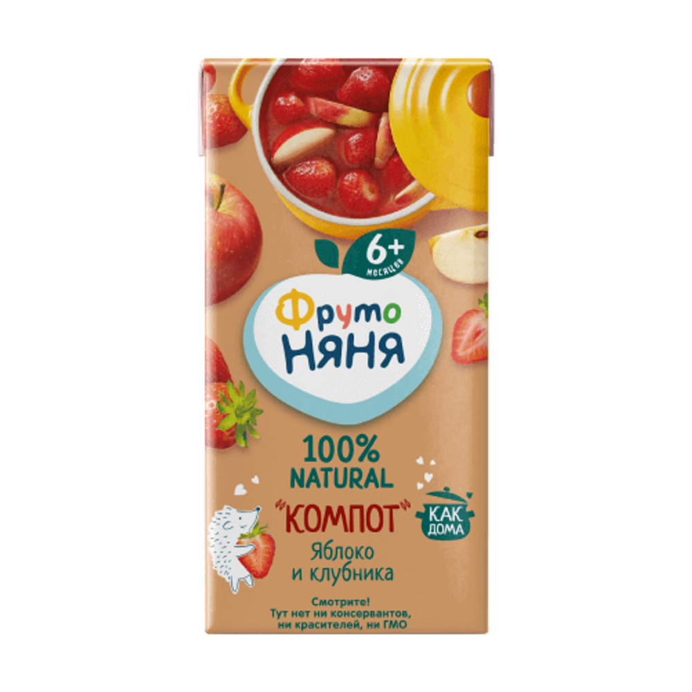 Компот ФрутоНяня яблоко, клубника, 0,2л.